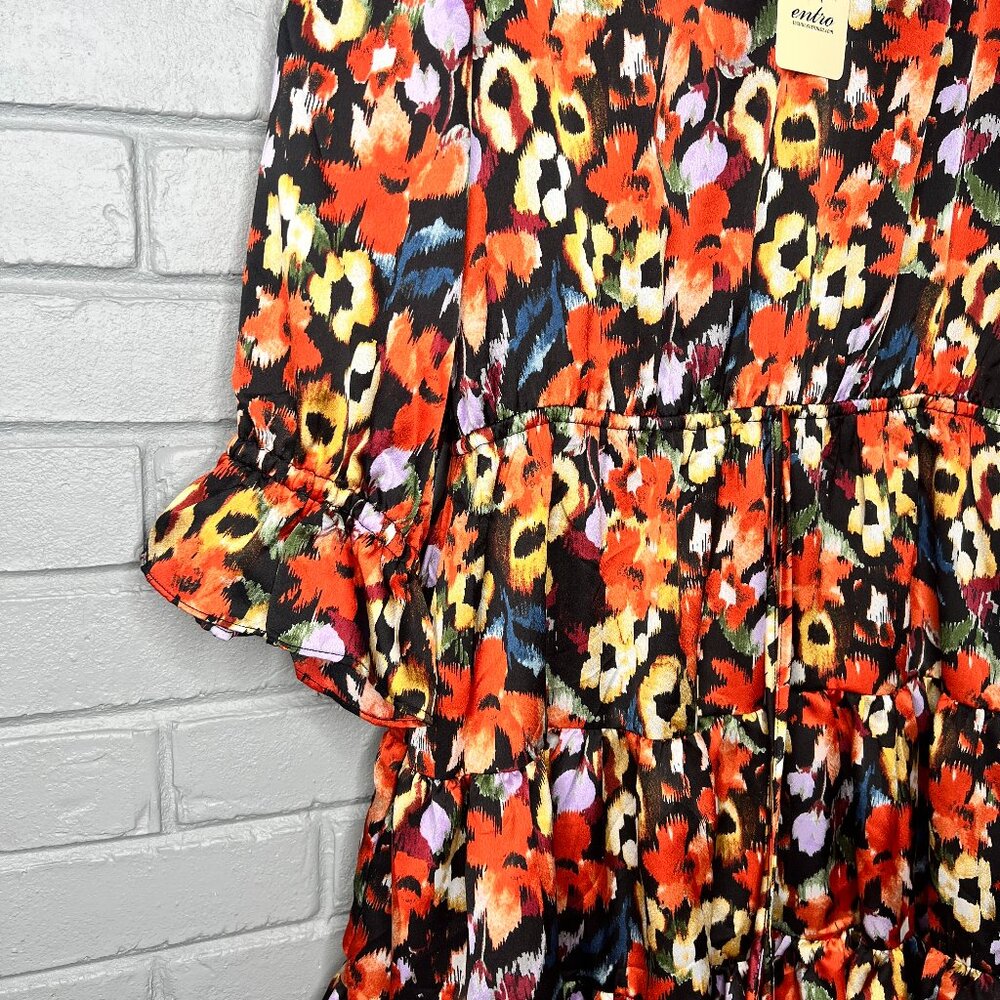 Entro Ruffle Multicolor Floral Mini Dress Size Large - Picture 10 of 16